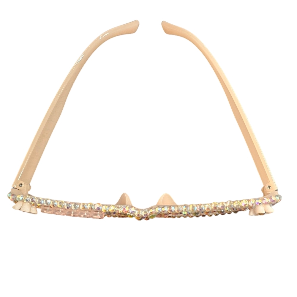 Handmade BRIDE Swarovski Crystal Rectangle Rosey Sunglasses - Picture 6 of 8